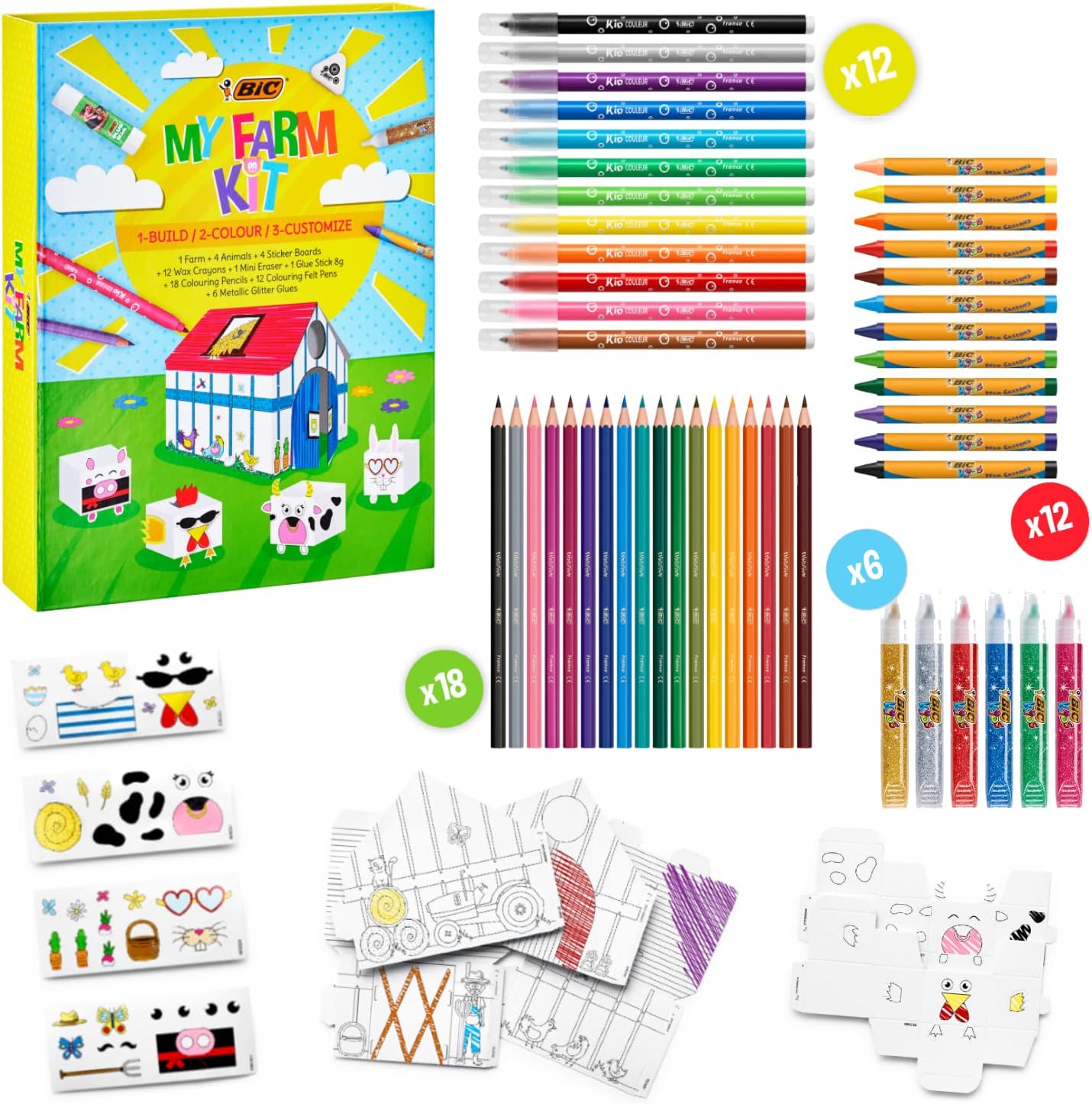 BIC Kids My Farm Colouring Kit - Gift Box of 50