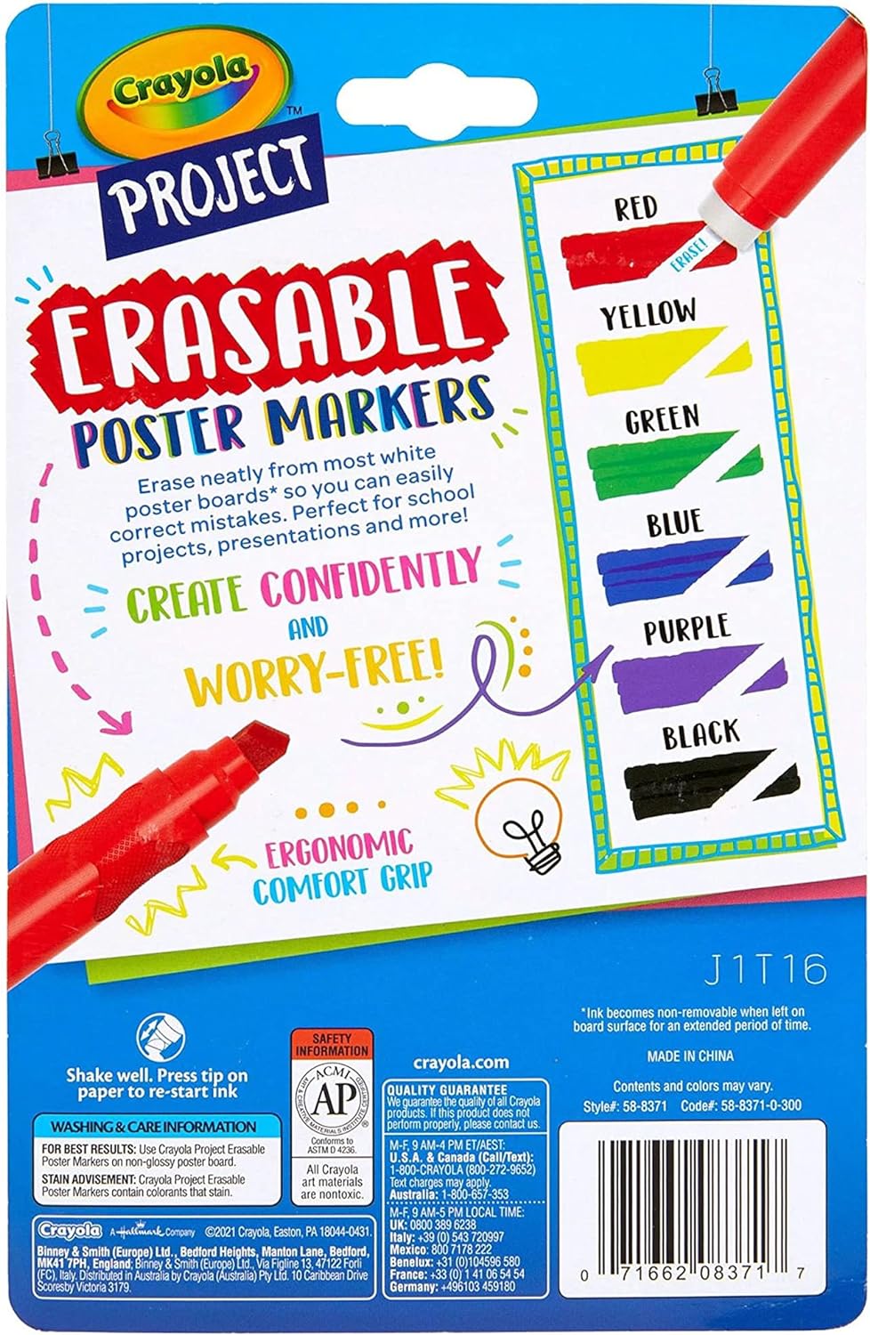 Crayola Project Erasable Poster Markers - Pack of 6 - Laadlee