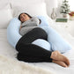 Pharmedoc U-Shape Pregnancy Pillow With Jersey Cover - Light Blue - Laadlee