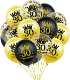 Brain Giggles 30th Birthday Black and Gold Balloons Set – 15Pcs