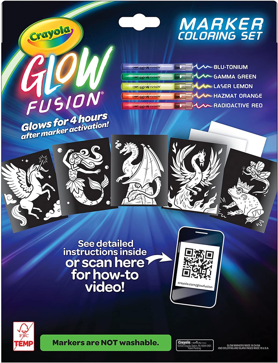 Crayola Mythical Creatures Glow Fusion  Marker Coloring Set - Laadlee