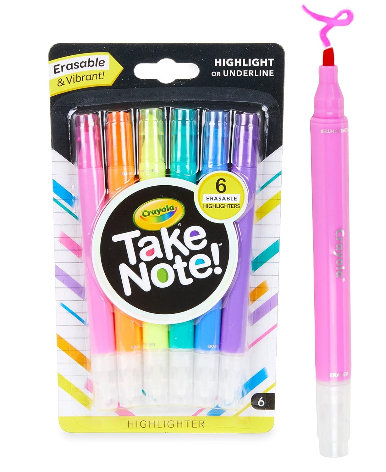 Crayola Take Note Erasable Highlighters - Pack of 6 - Laadlee