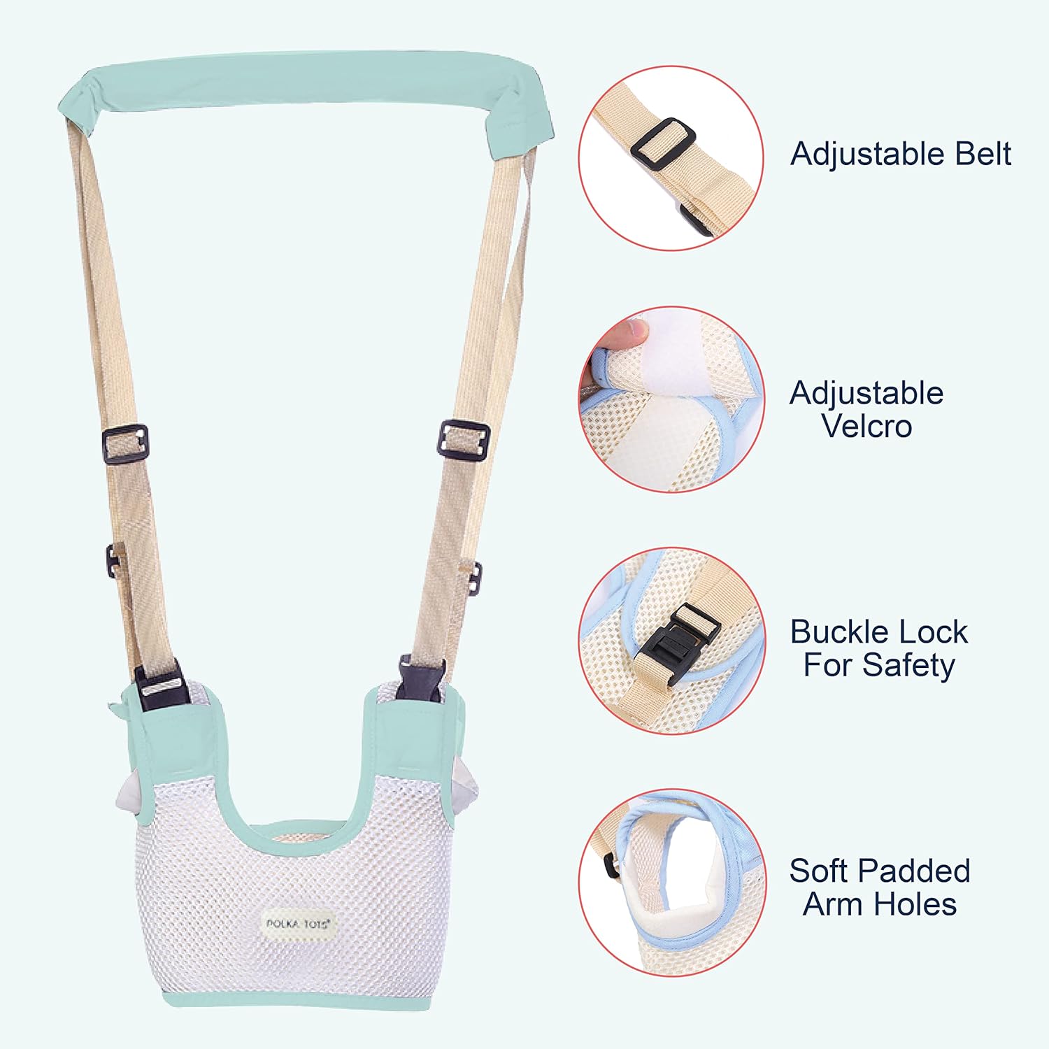 Polka Tots Baby Walking Assistant Harness Toddler Leash - Green - Laadlee