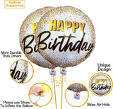 Brain Giggles Happy Birthday Balloon Set Includes Foil, Latex & Confetti Balloons - Gold  7Pcs