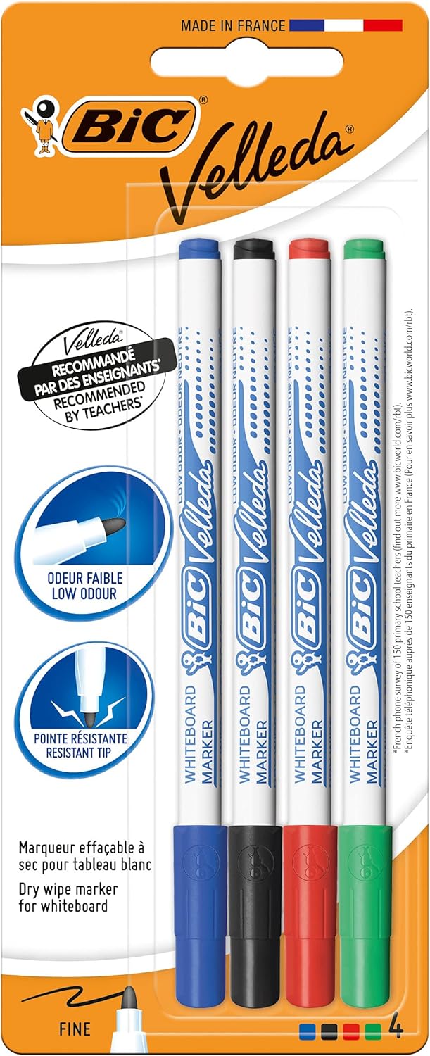 BIC Velleda Double-Sided Dry Erase Board With Whiteboard Marker And Eraser - Pack Of 1