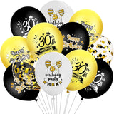 Brain Giggles 30th Birthday Black, White and Gold Balloons Set – 12Pcs