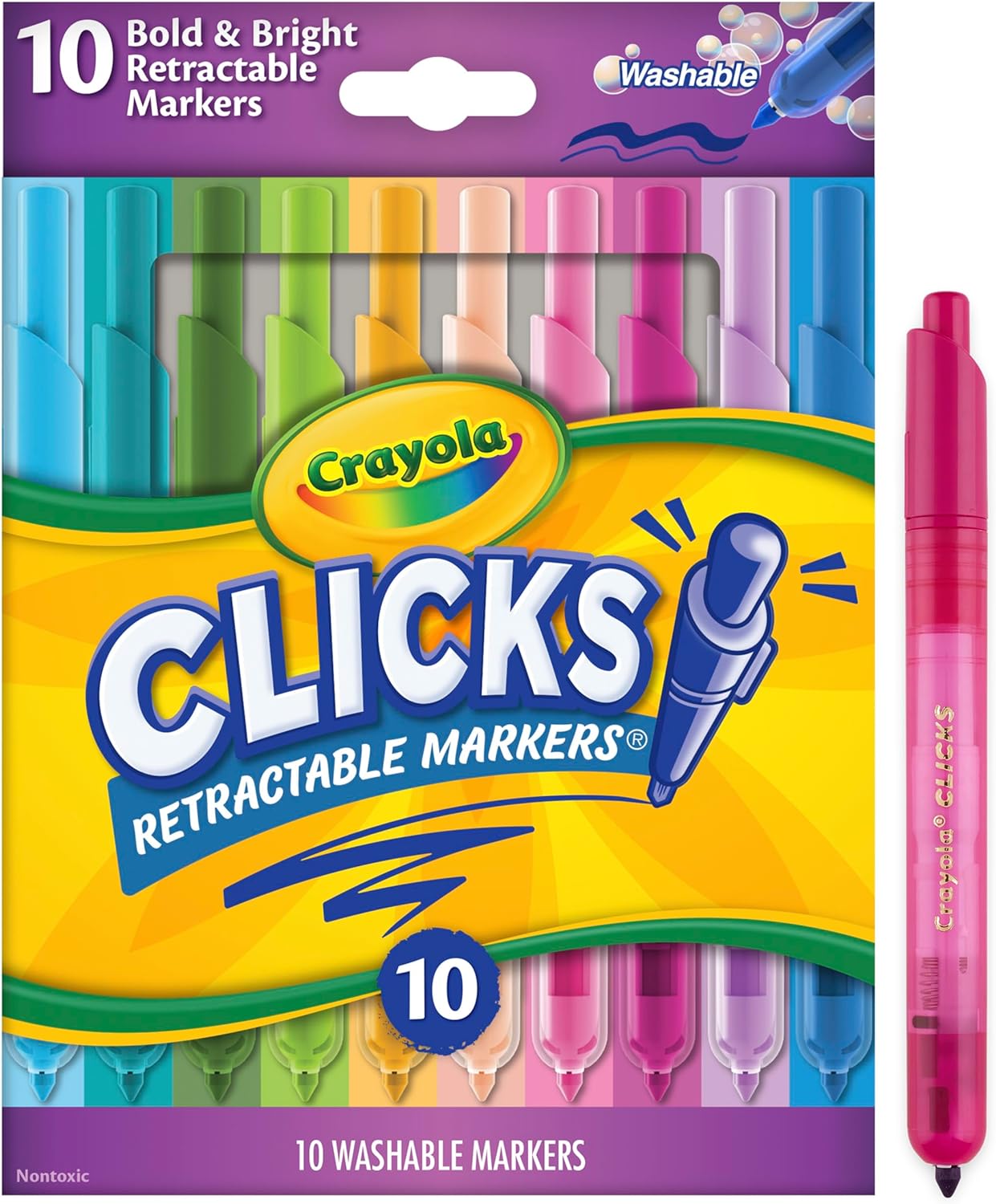 Crayola Washable CLICKS Retractable Markers - Pack of 10 - Laadlee
