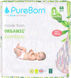 PureBorn Organic Bamboo Ultra Soft (Up To 5Kg) Nappies Size 1 Assorted Print - 68 Pcs