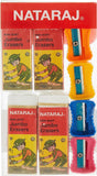 Nataraj Non Dust Jumbo Eraser 4Pcs With 621 Sharpener 4 Pcs Pet Pack