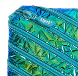 ZIPIT Metallic Pencil Case Pouch Made of One Long Zipper - Blue-Green
