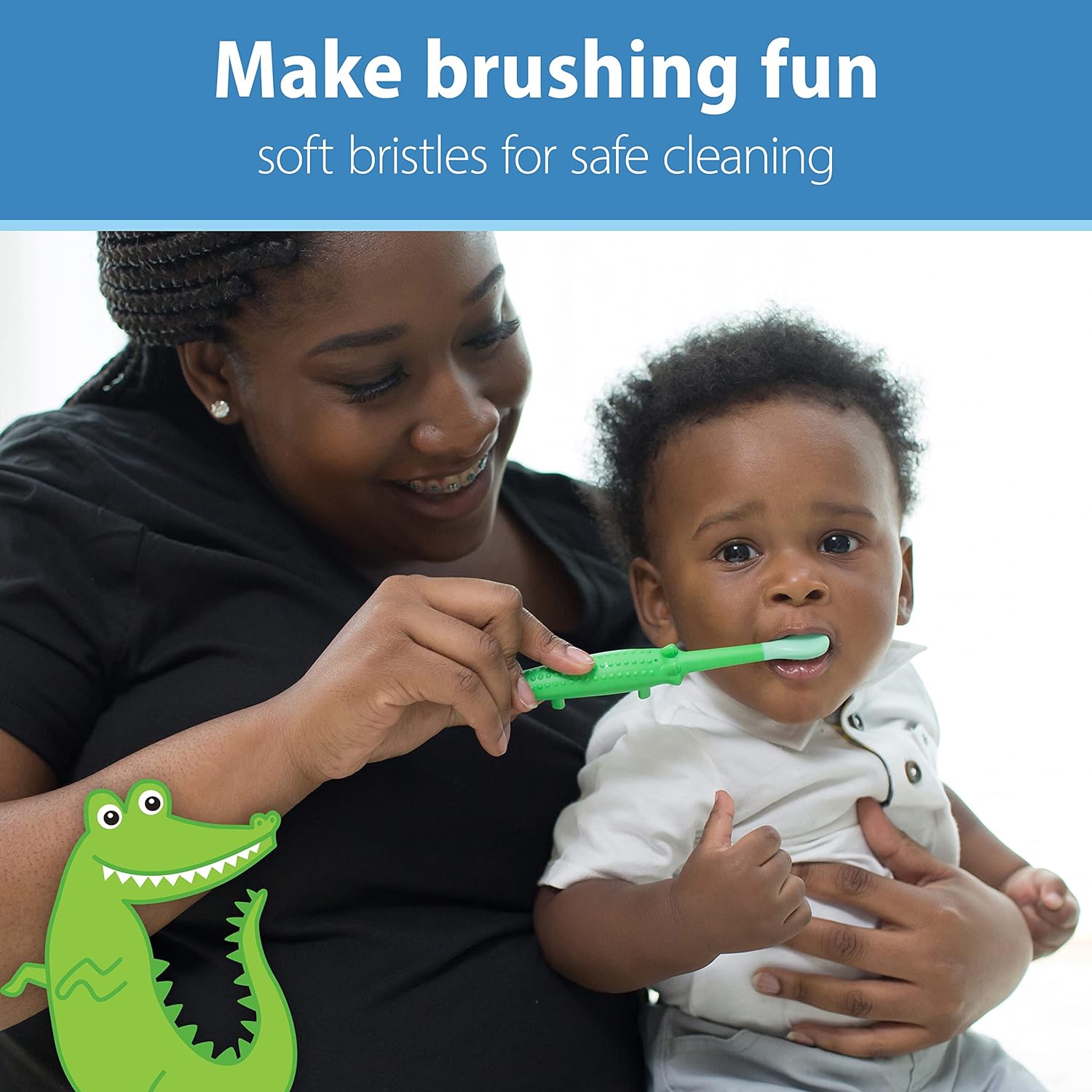 Dr. Brown's Toddler Crocodile Toothbrush - Green - Laadlee