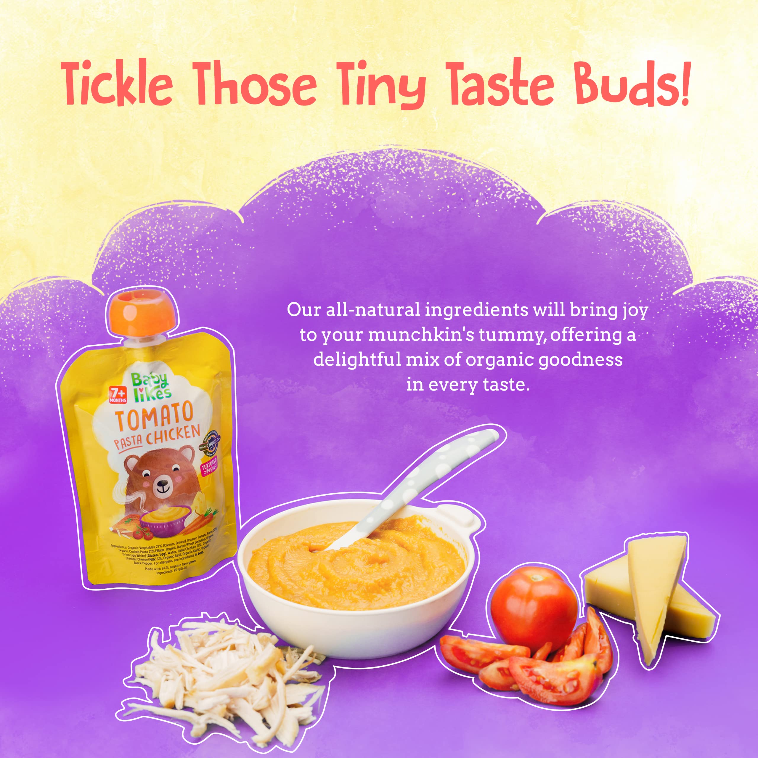 Babylikes Tomato Pasta Chicken Organic Puree - 130gm - Laadlee