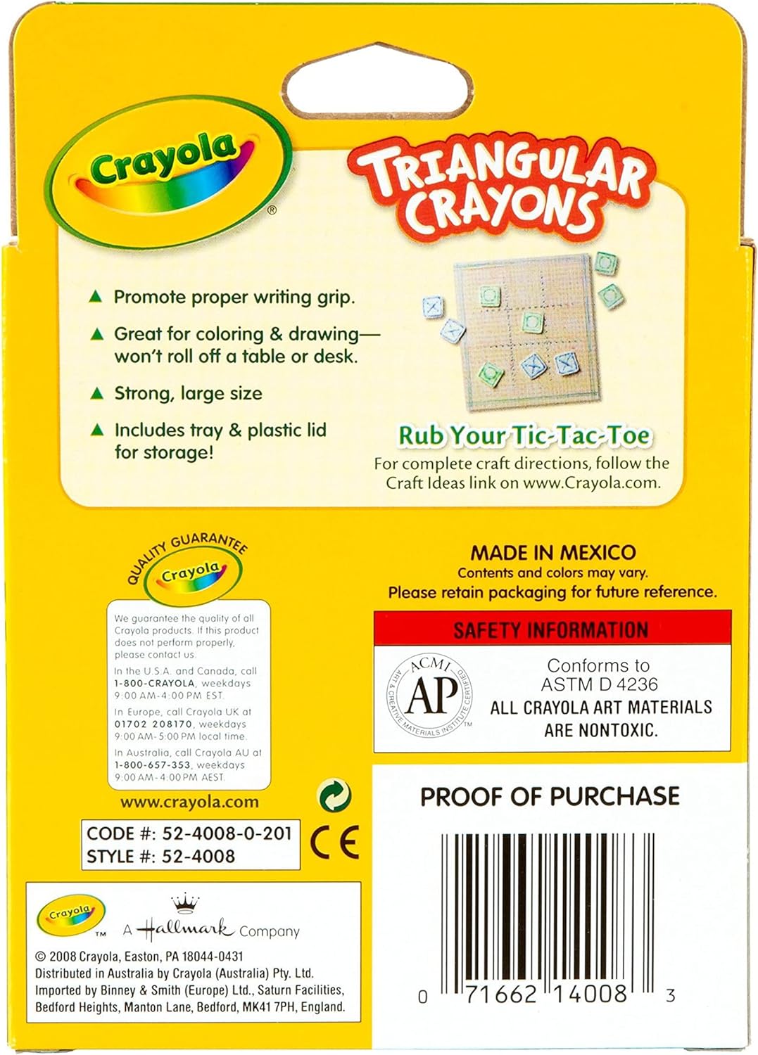 Crayola Anti-Roll Triangular Crayons - Pack of 8 - Laadlee