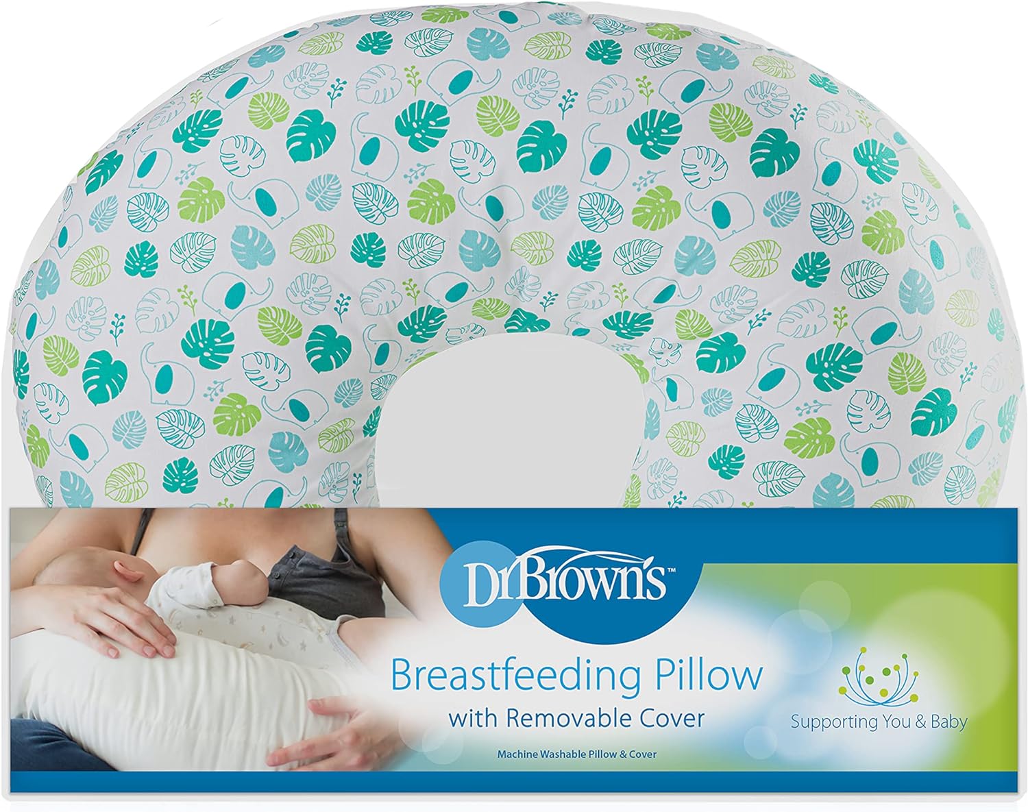 Dr. Brown's Breastfeeding Pillow with Cover - Green - Laadlee