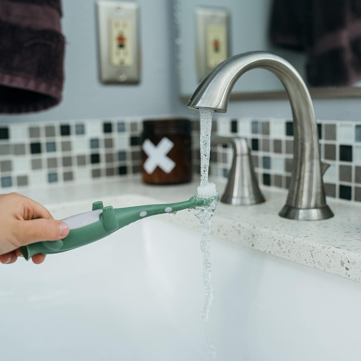 Dr. Brown's Toddler Dinosaur Toothbrush - Green & Orange - Laadlee