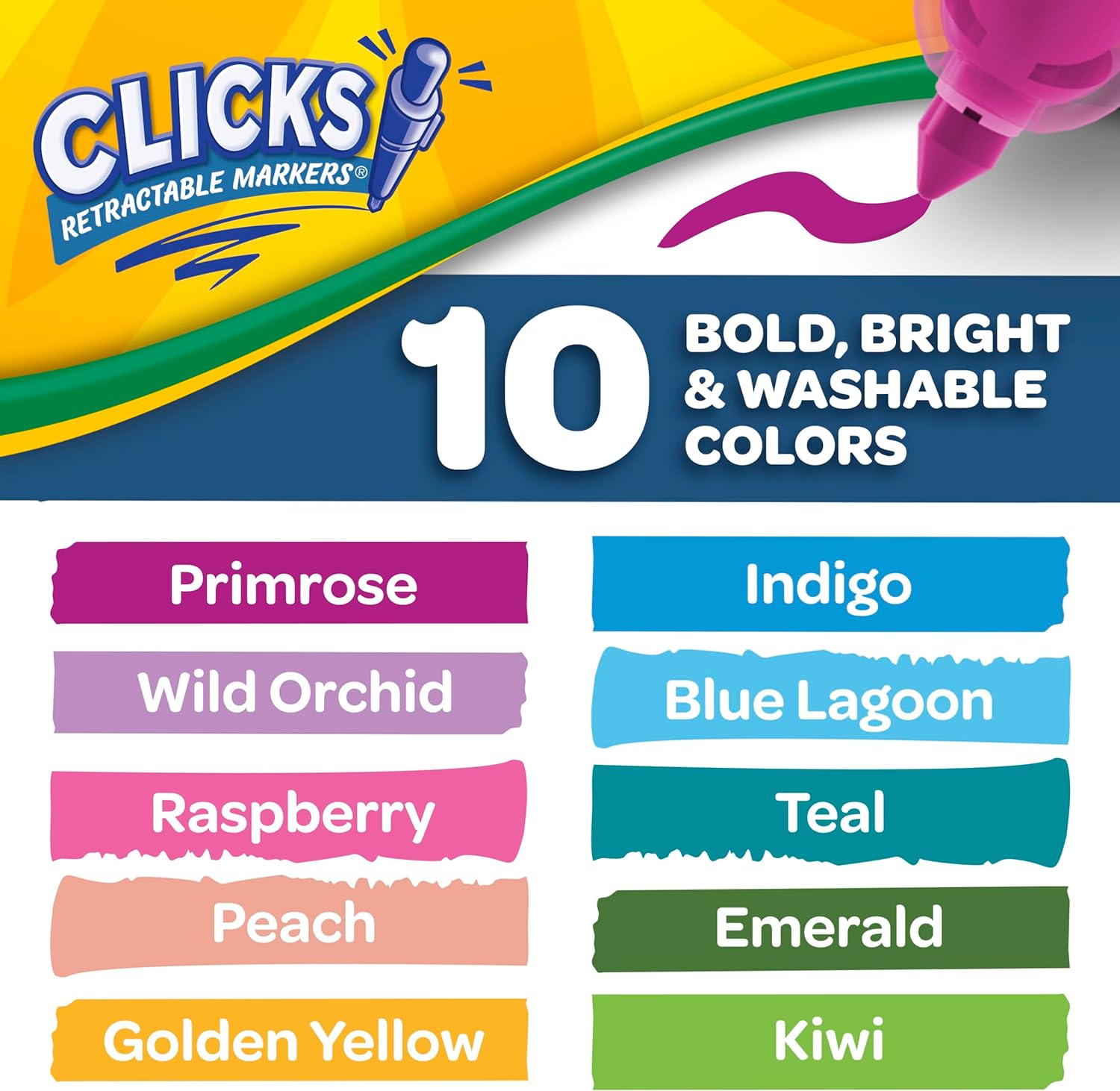Crayola Washable CLICKS Retractable Markers - Pack of 10 - Laadlee