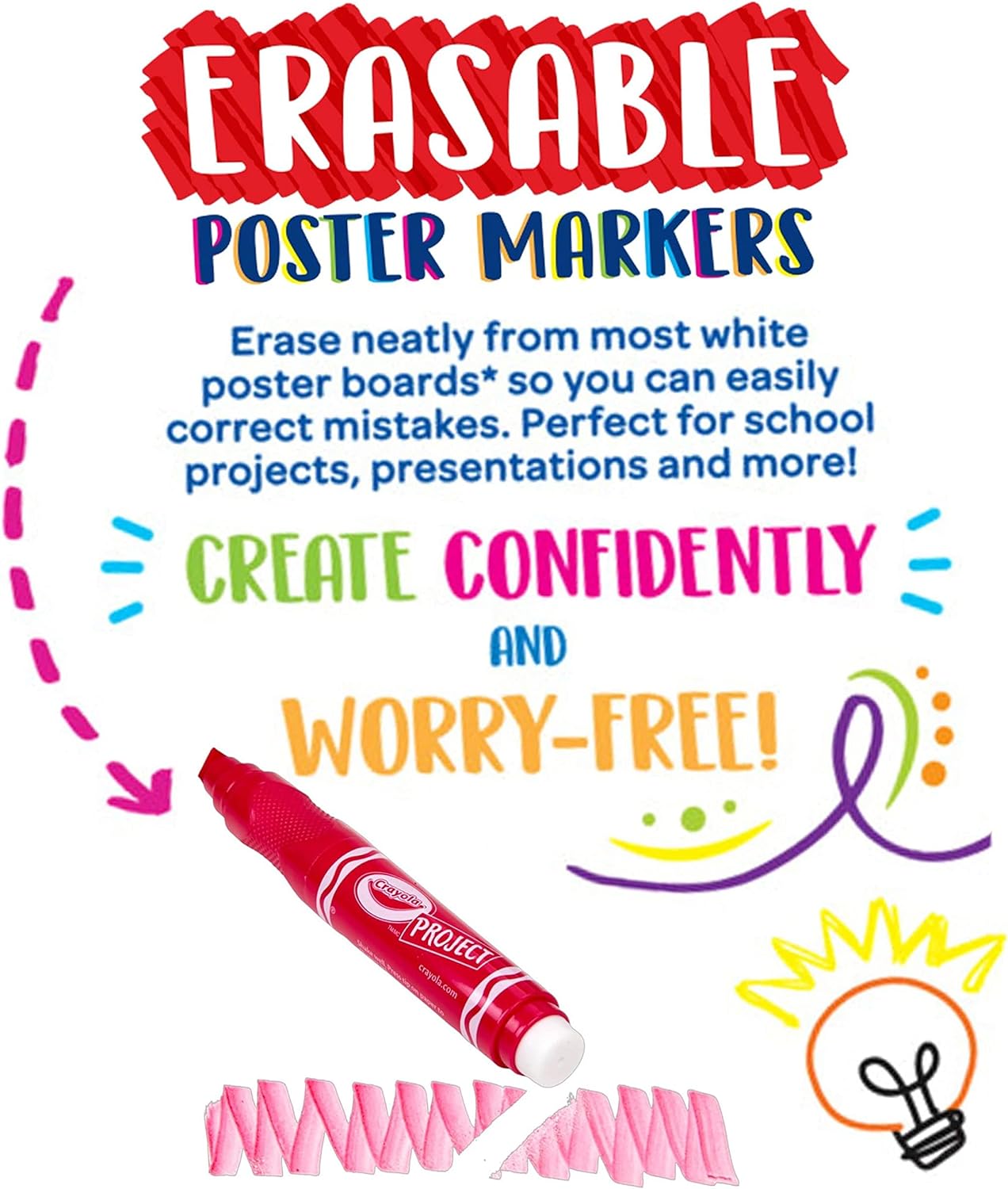 Crayola Project Erasable Poster Markers - Pack of 6 - Laadlee