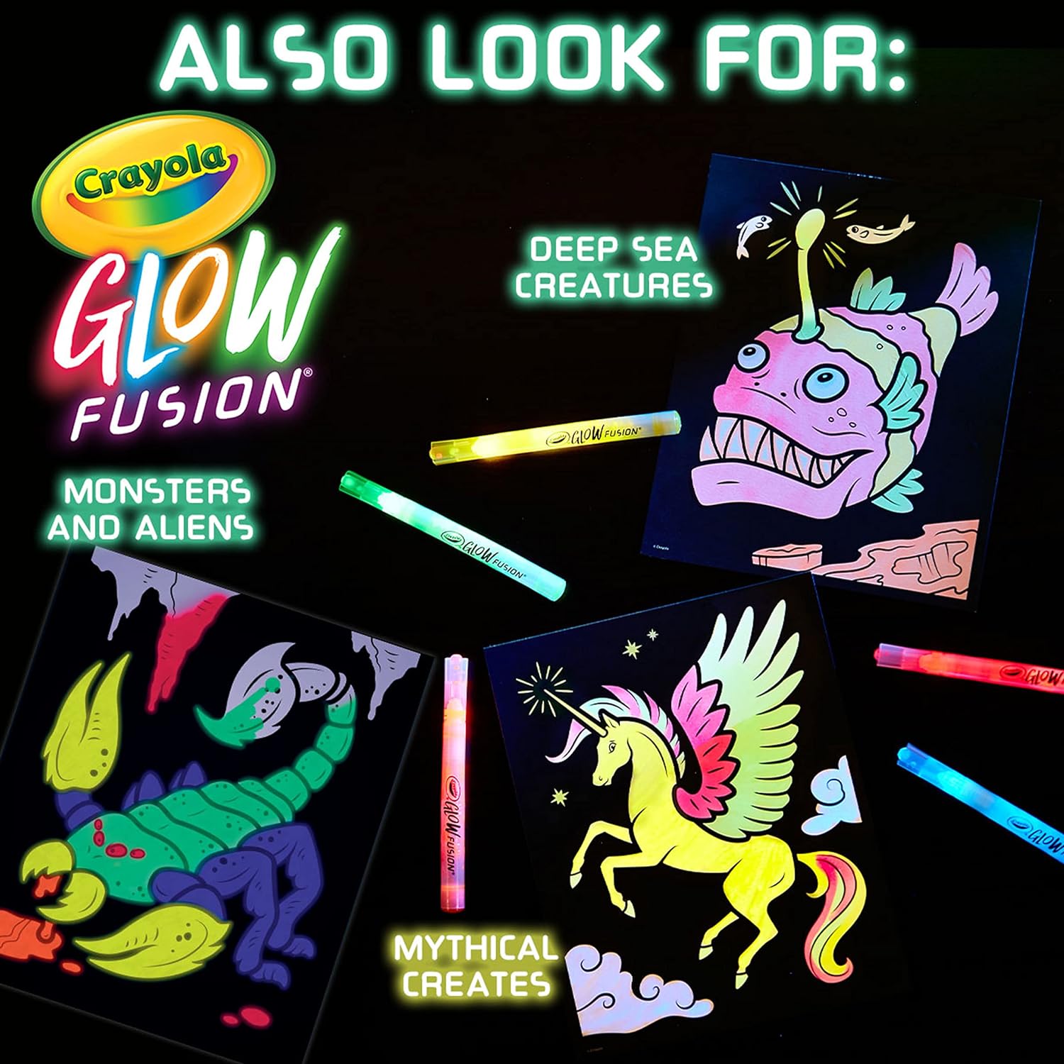 Crayola Mythical Creatures Glow Fusion  Marker Coloring Set - Laadlee