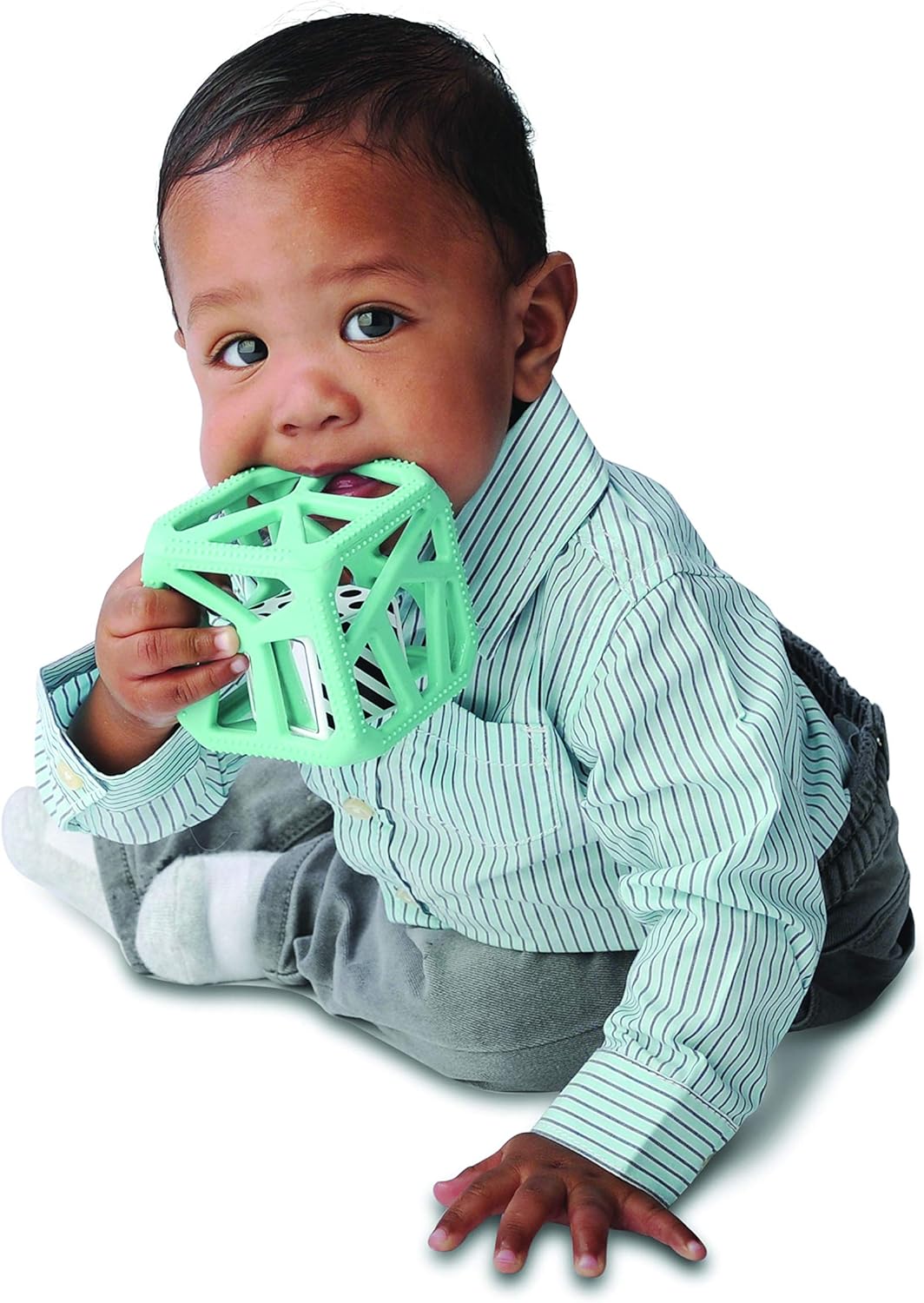 Malarkey Kids Chew Cube Easy Grip Teether Rattle - Mint - Laadlee