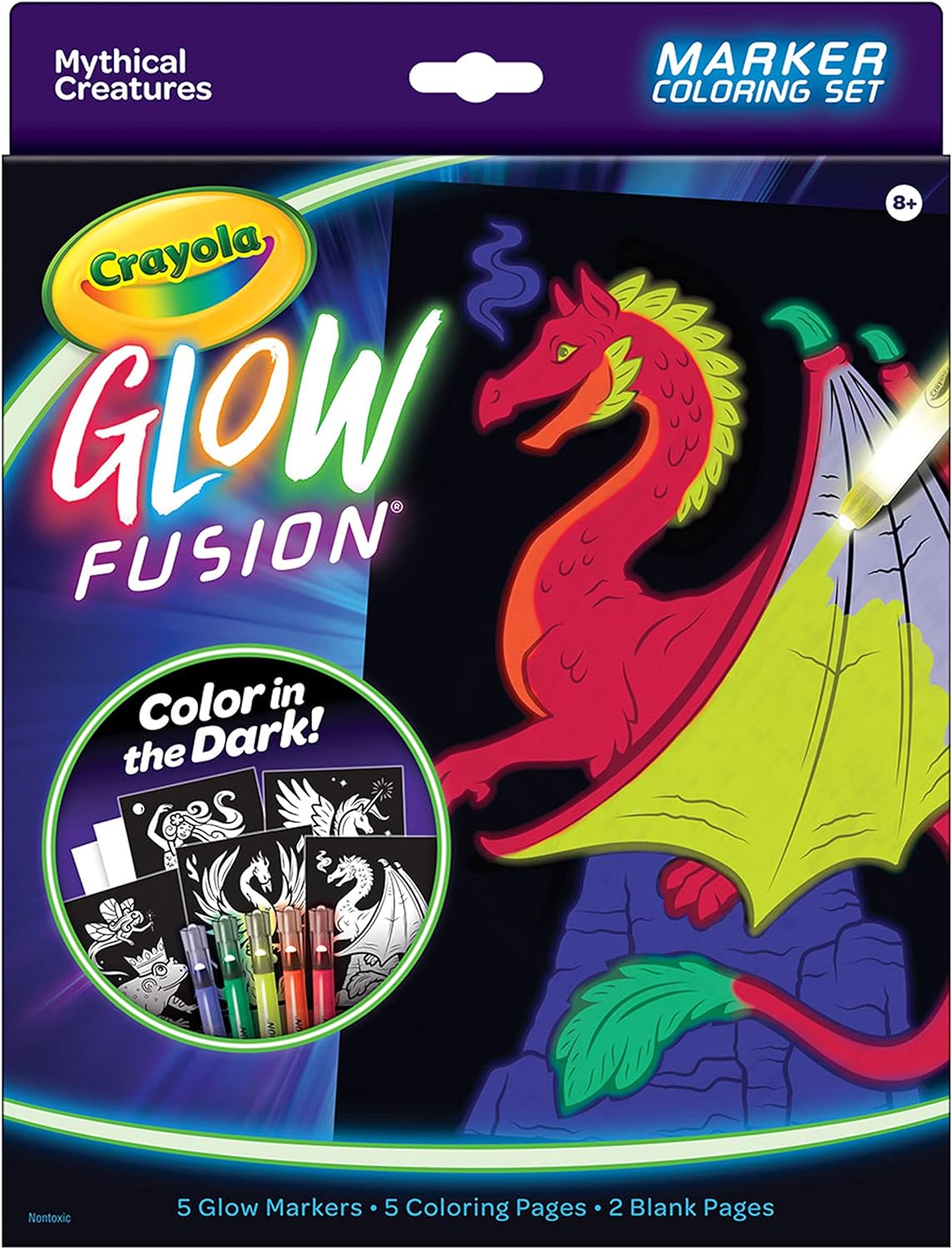 Crayola Mythical Creatures Glow Fusion  Marker Coloring Set - Laadlee