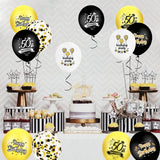 Brain Giggles 50th Birthday Black, White and Gold Latex & Confetti Balloons Set – 12Pcs