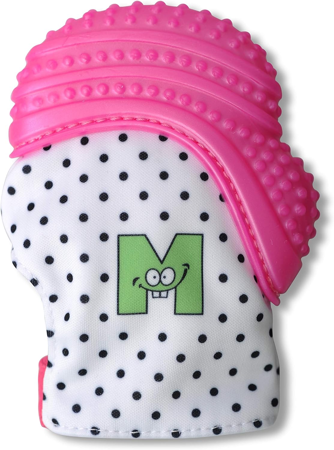 Malarkey Kids Munch Mitt Teething Mitten Polka Dots - Pink - Laadlee