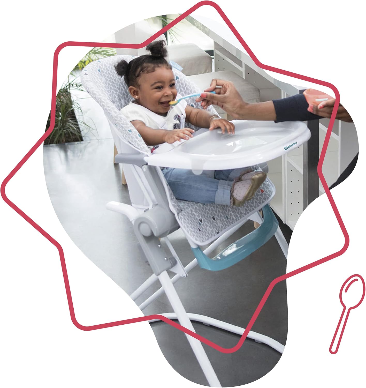 Badabulle Flat Folding with Multi Positioning High Chair - Laadlee