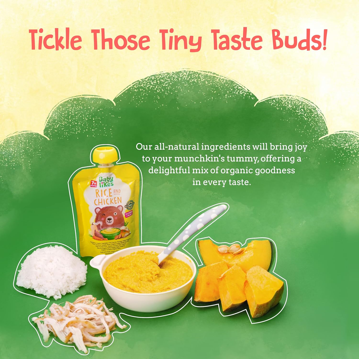 Babylikes Rice and Chicken Organic Puree - 130gm - Laadlee