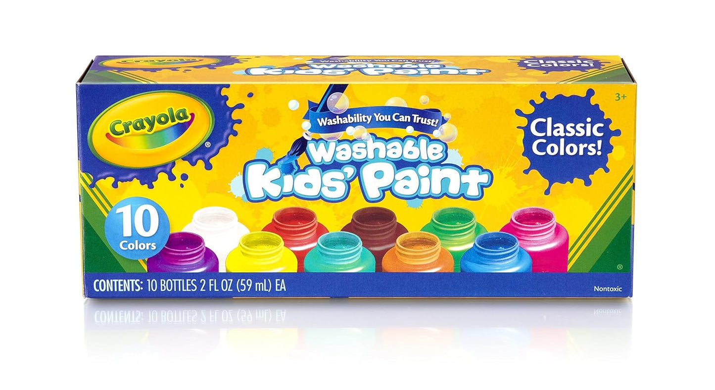 Crayola Classic Clean & Bright Washable Kids Paints - Pack of 10 - Laadlee