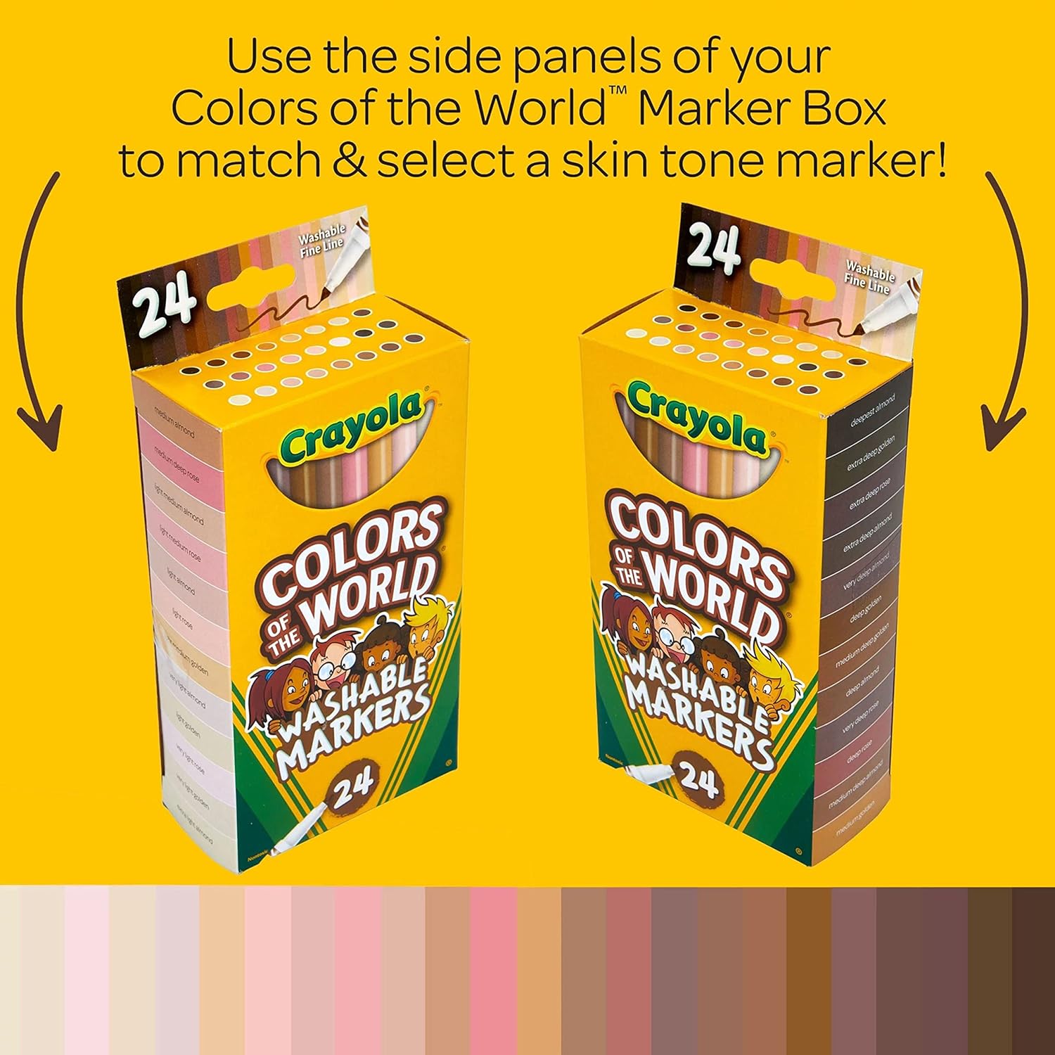 Crayola Fine Line Washable Skin Tone Markers - Pack of 24 - Laadlee