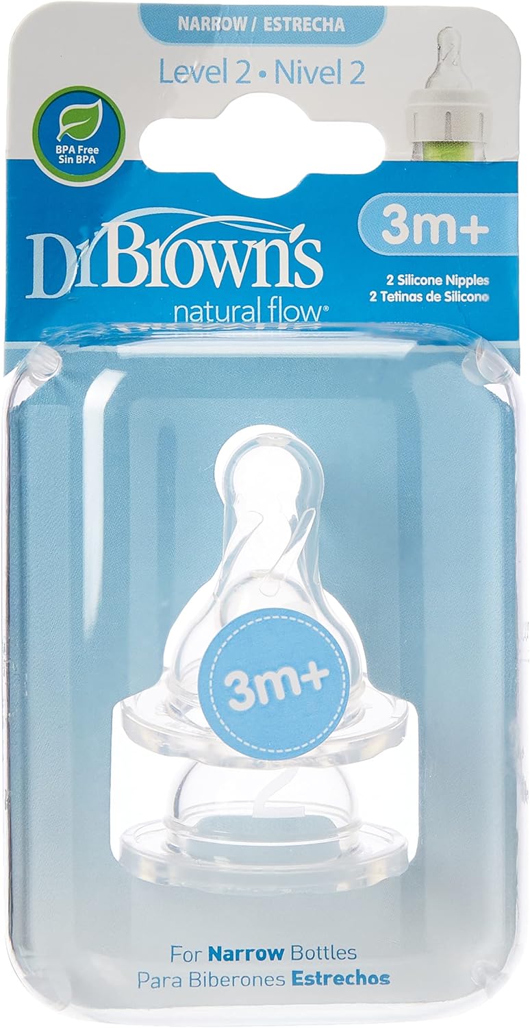 Dr. Brown's Level-2 Silicone Narrow Nipple - Pack of 2 - Laadlee