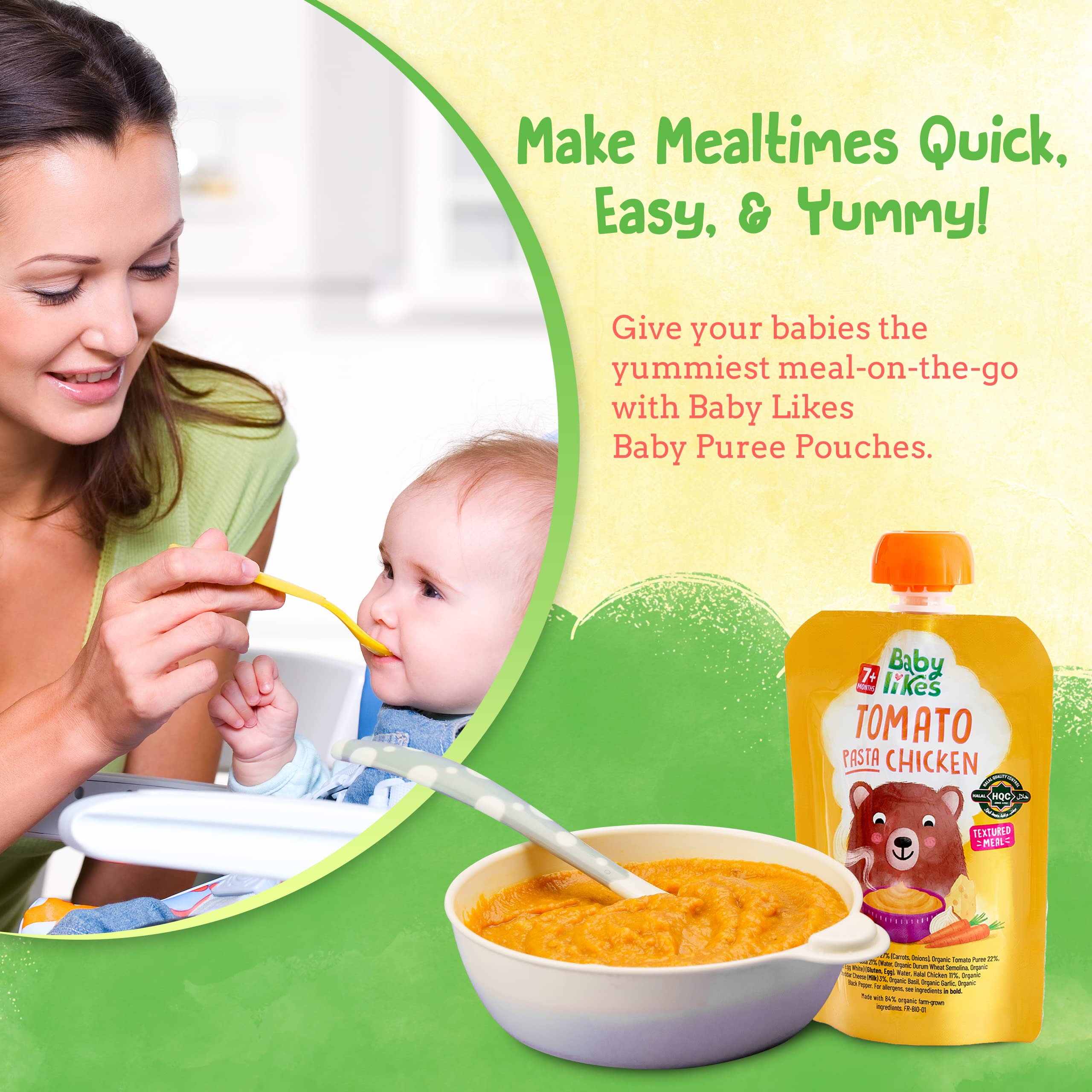 Babylikes Tomato Pasta Chicken Organic Puree - 130gm - Laadlee