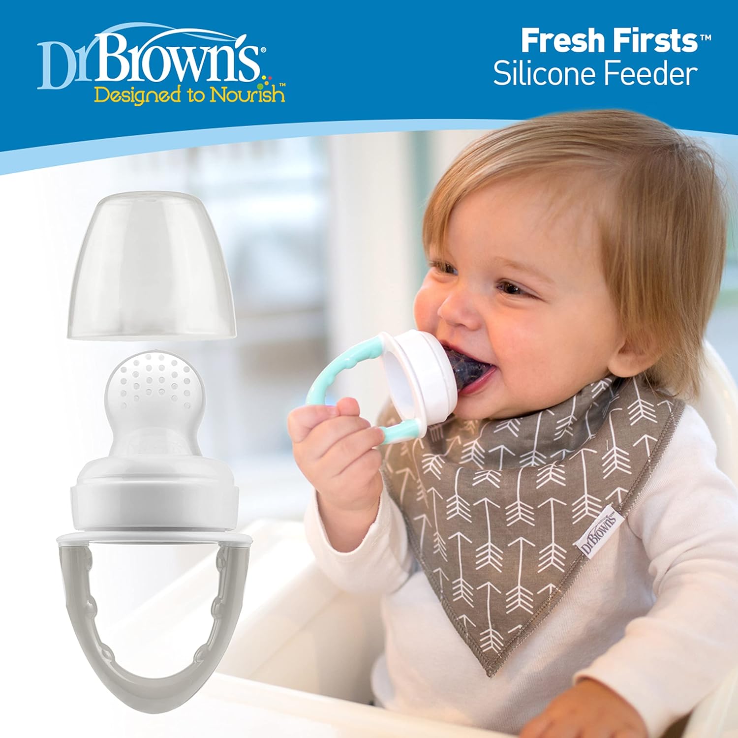 Dr. Brown's Fresh Firsts Silicone Feeder - Grey - Laadlee