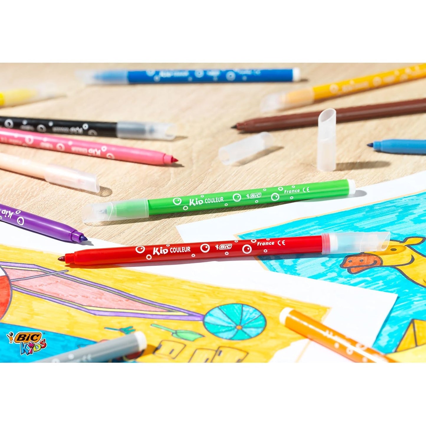 BIC Kids Kid Couleur Colouring Felt Pens Assorted Colours - Pack of 10+2