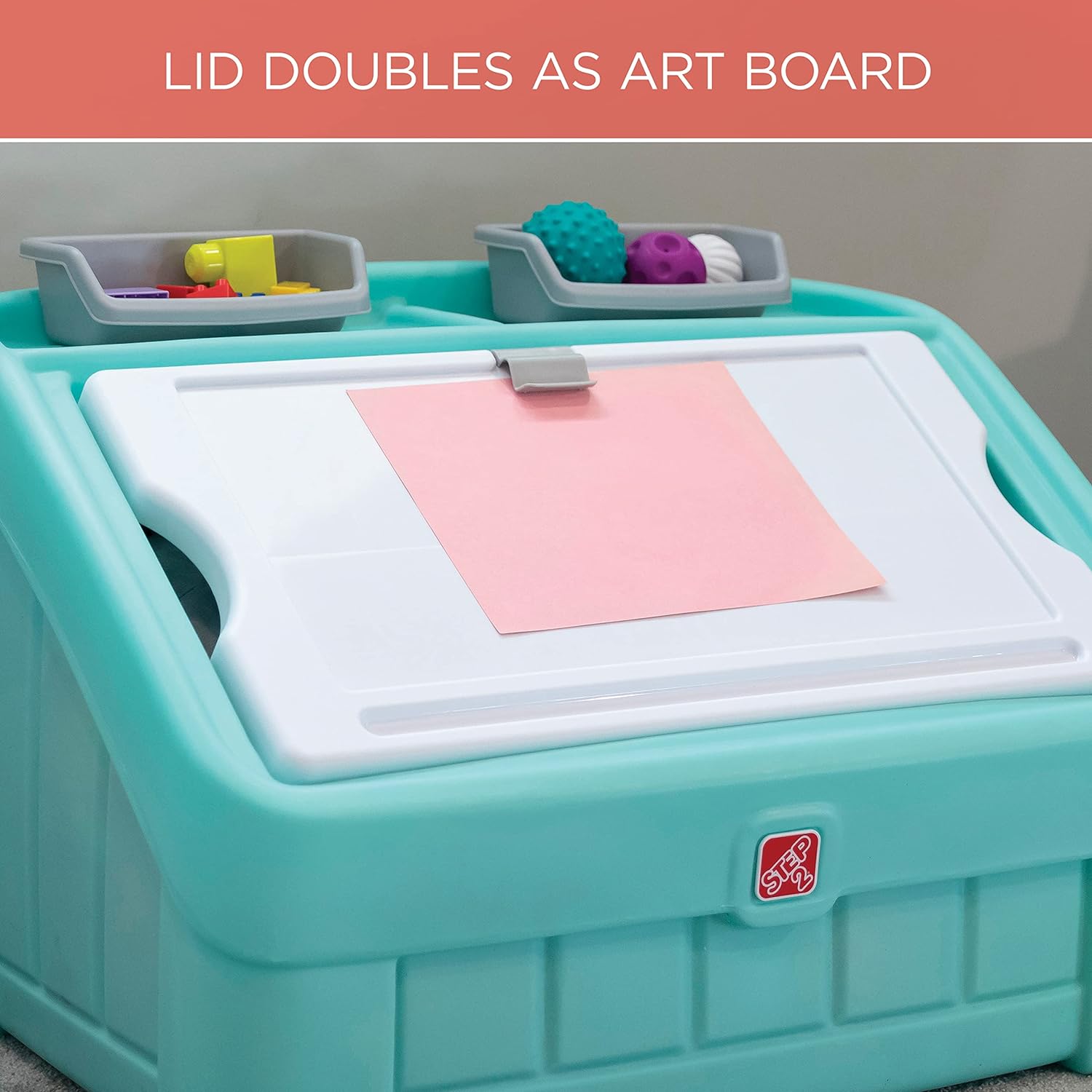 Step2 2-In-1 Toy Box & Art Lid - Mint Blue - Laadlee