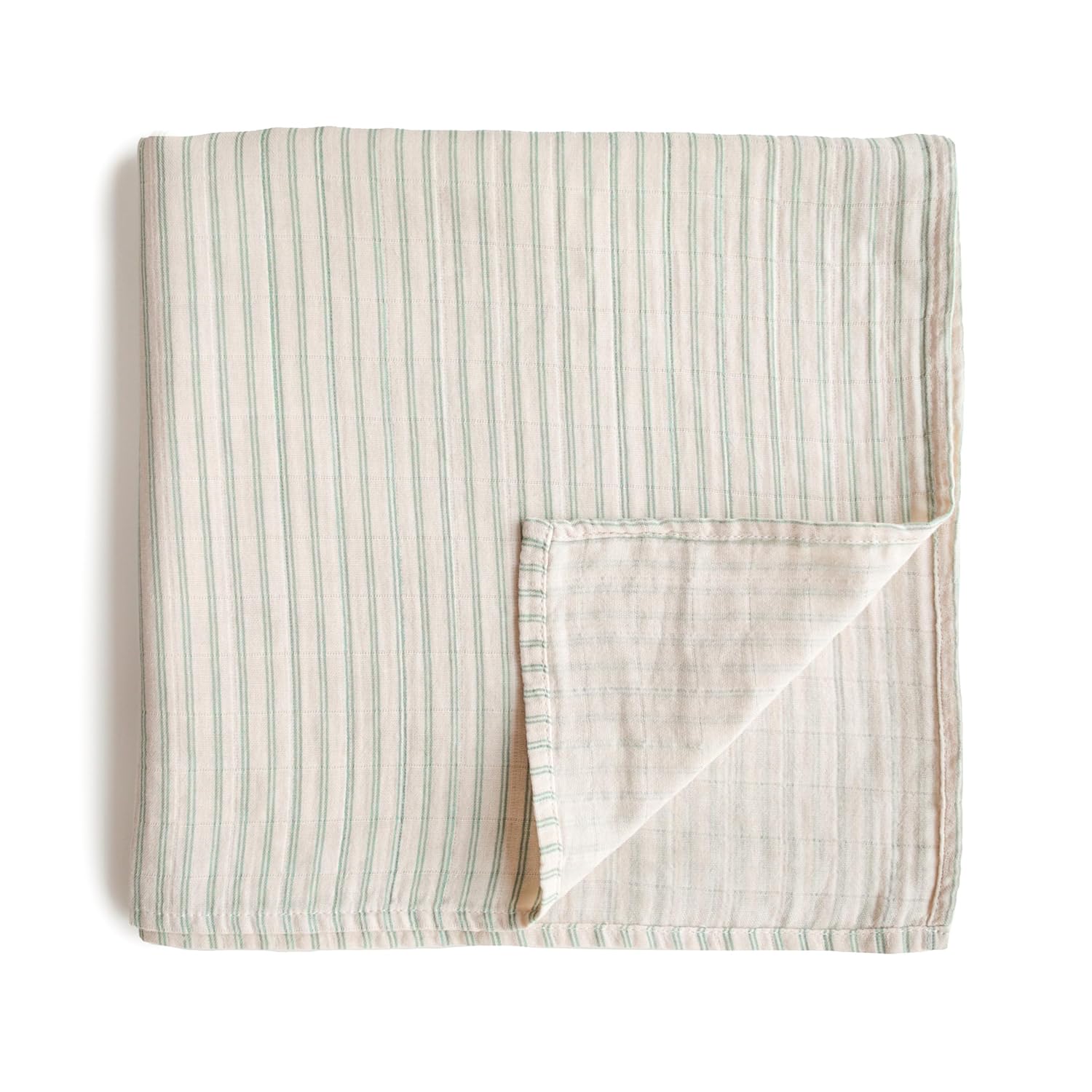Mushie Swaddle - Sage Stripe - Laadlee