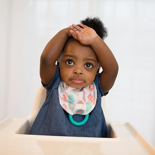 Dr. Brown's Bandana Bib With Teether - Feathers / Dots - Pack of 2 - Laadlee