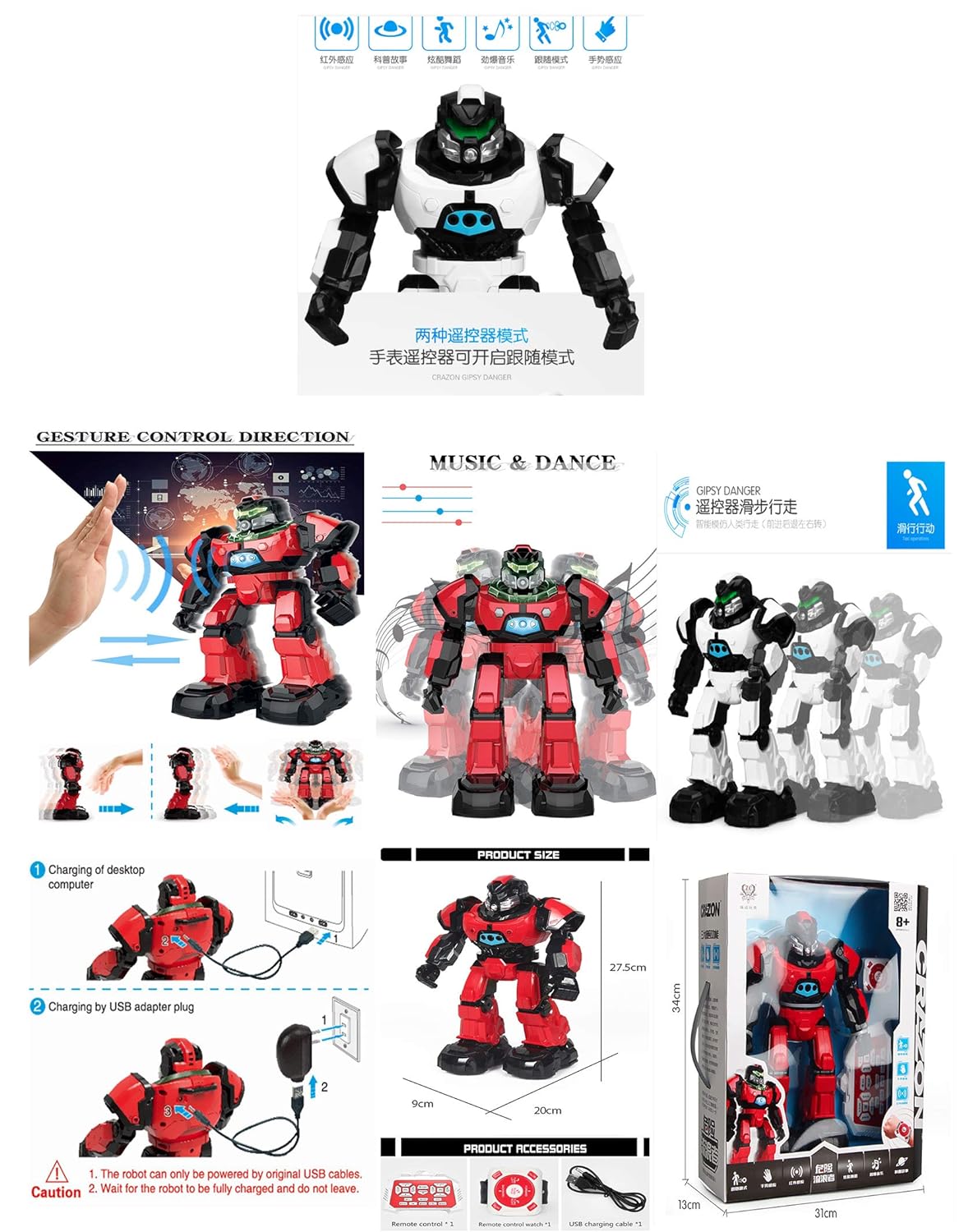 Crazon Ir Control Big Robot - Blue/ Red - Laadlee