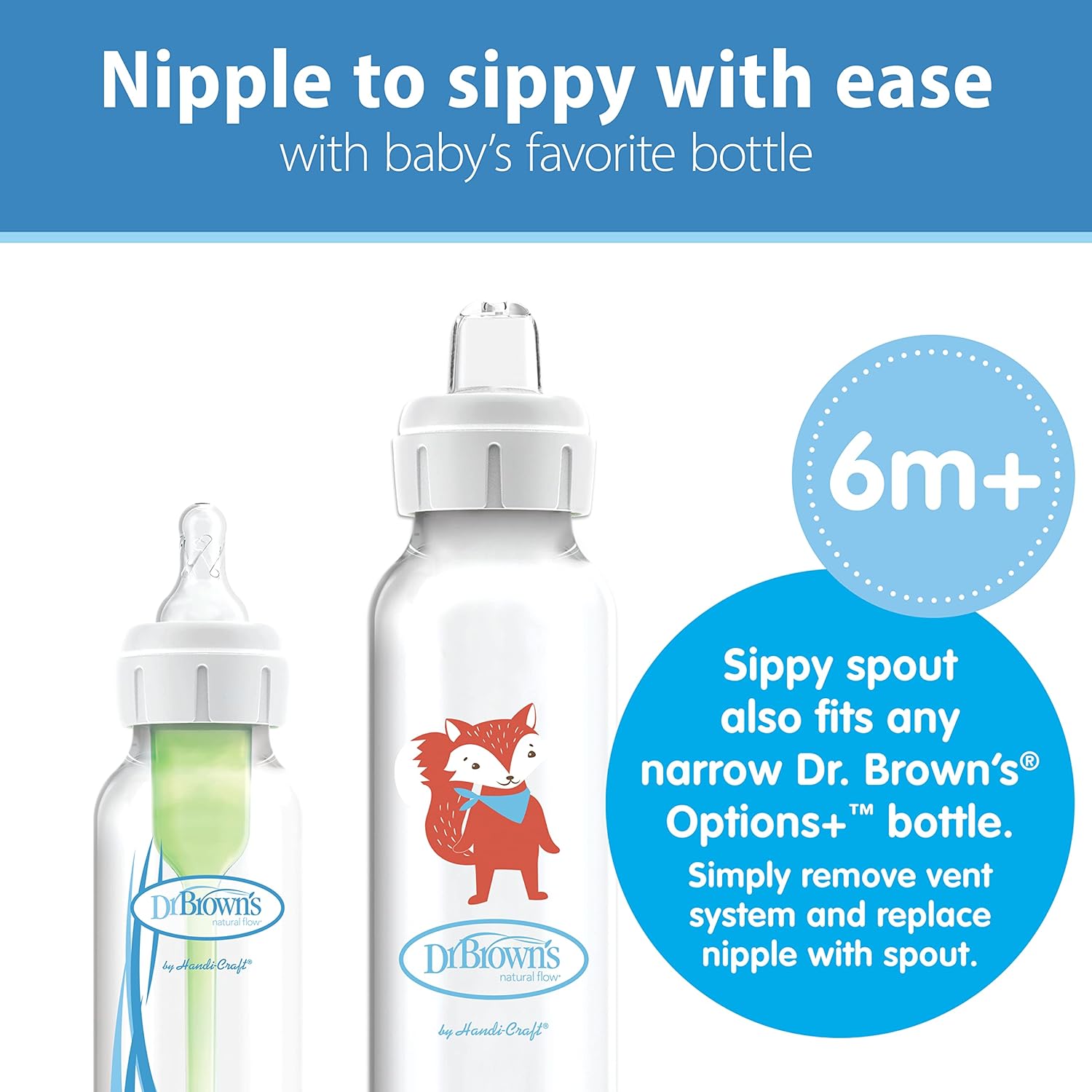 Dr. Brown's PP Narrow Sippy Spout Bottle - Fox - 250ml - Laadlee