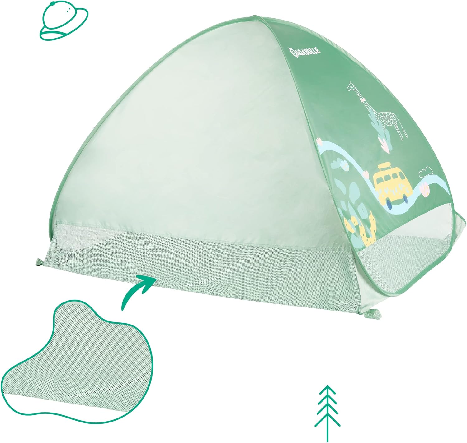 Badabulle Anti-UV Baby Tent - Green - Laadlee