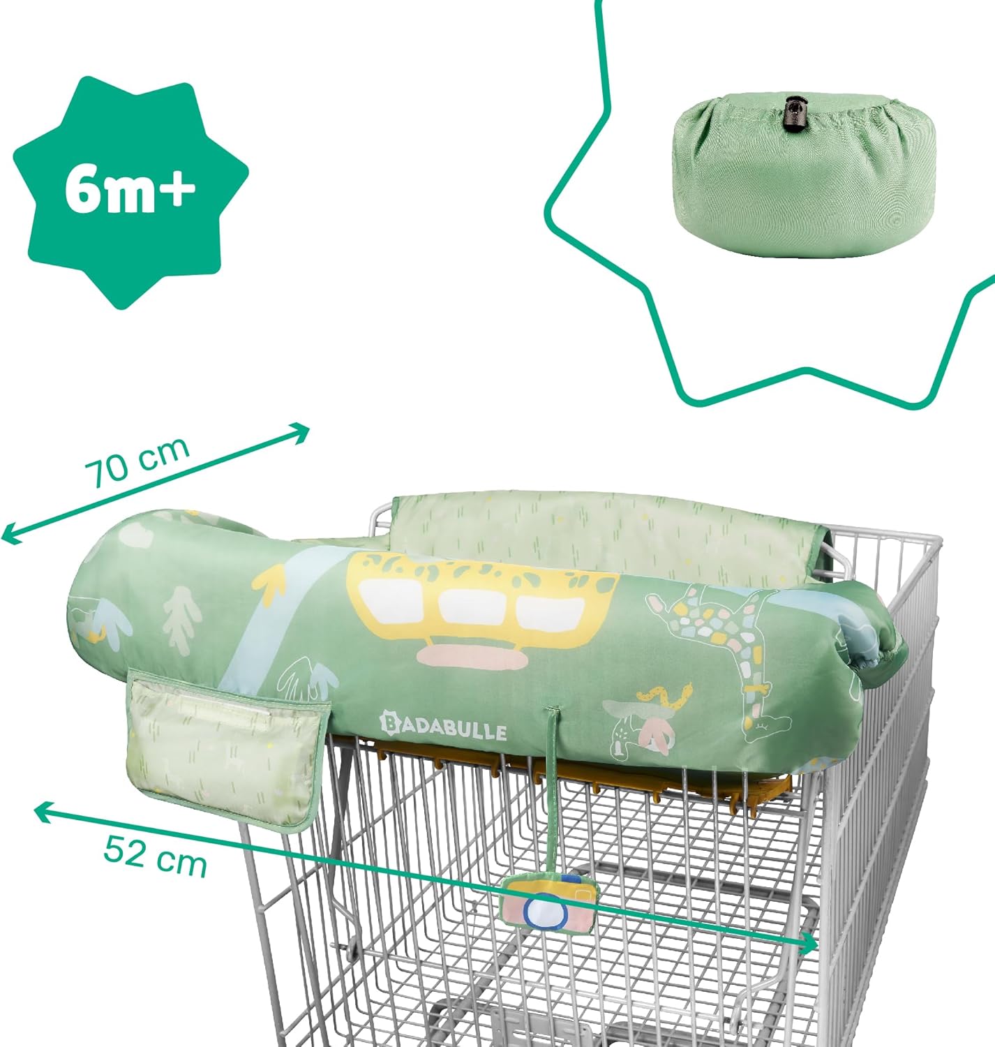 Badabulle Shopping Trolley Seat Protector - Safari Green - Laadlee
