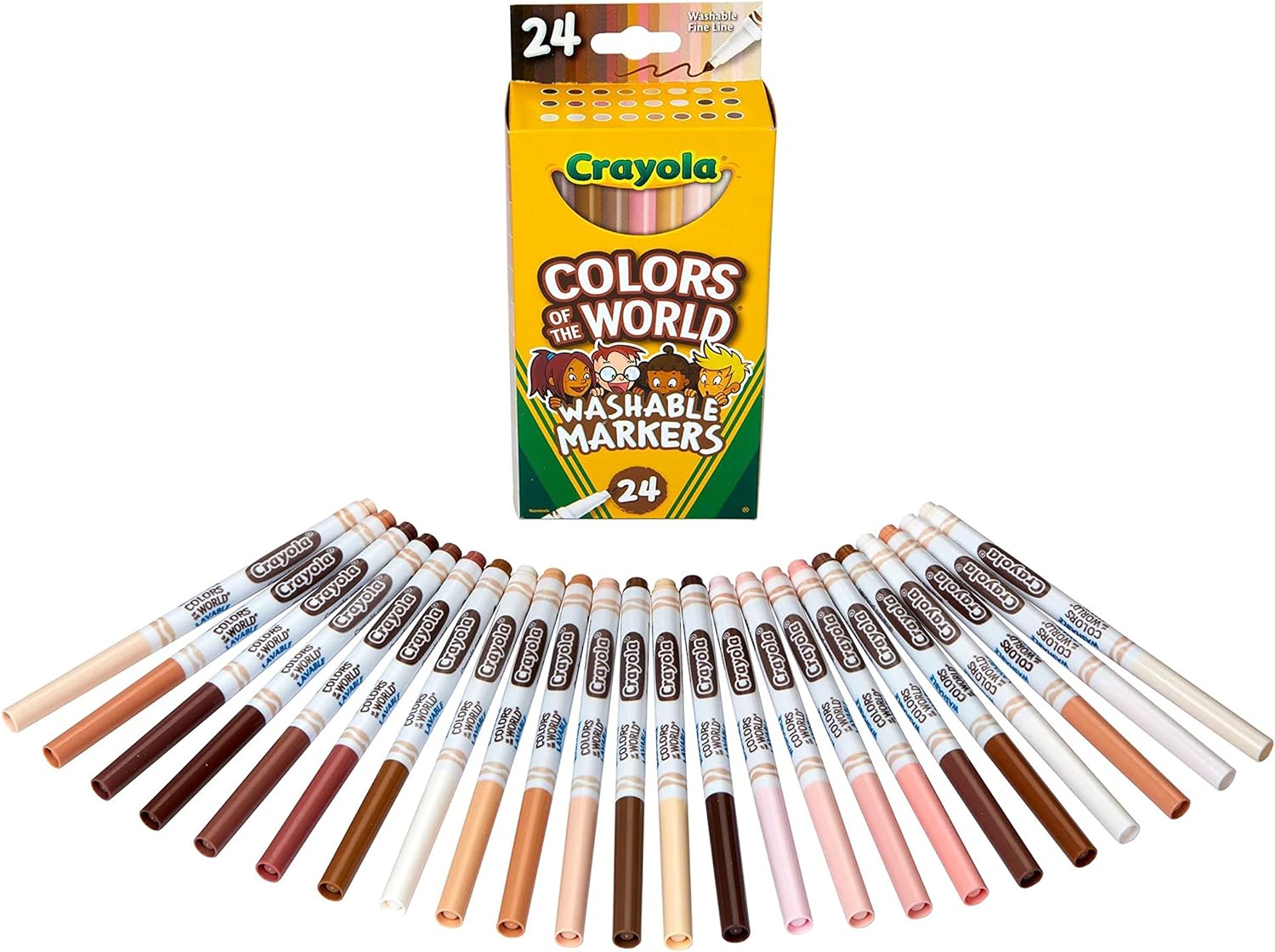 Crayola Fine Line Washable Skin Tone Markers - Pack of 24 - Laadlee