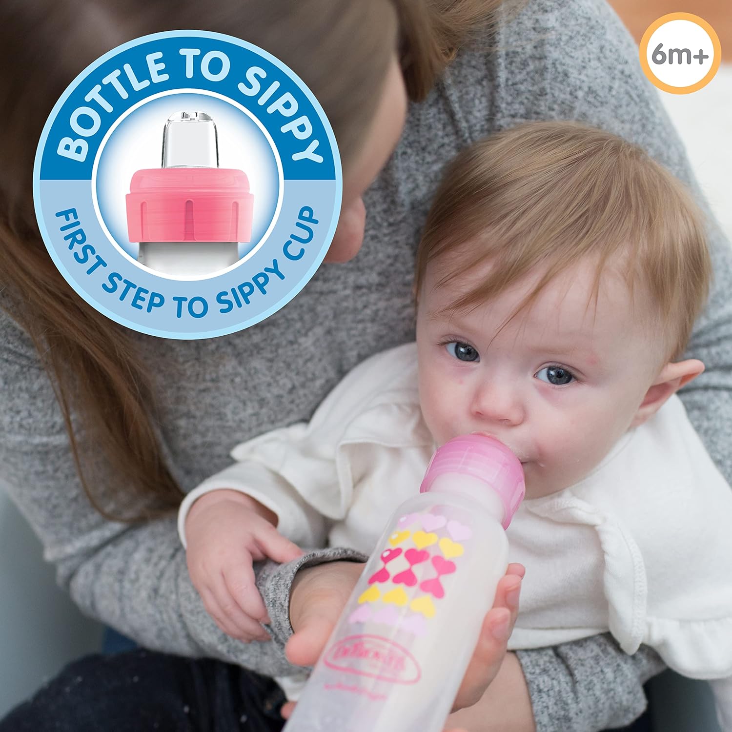 Dr. Brown's PP Narrow Options+ Bottle To Sippy Starter Kit 250ml - Pink Hearts - Laadlee
