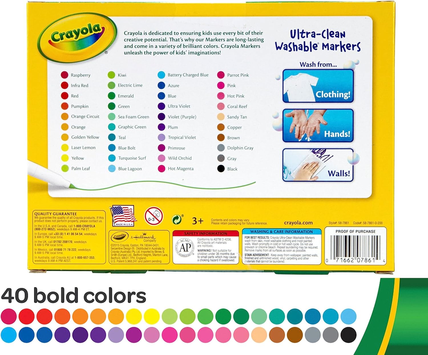 Crayola Ultra-Clean Washable Fine Line ColorMax Markers - Pack of 40 - Laadlee