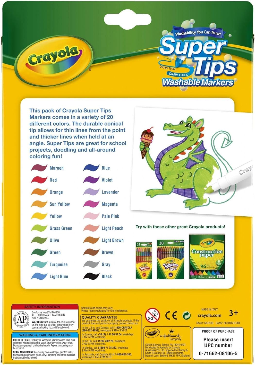 Crayola Washable Super Tips Markers - Pack of 20 - Laadlee