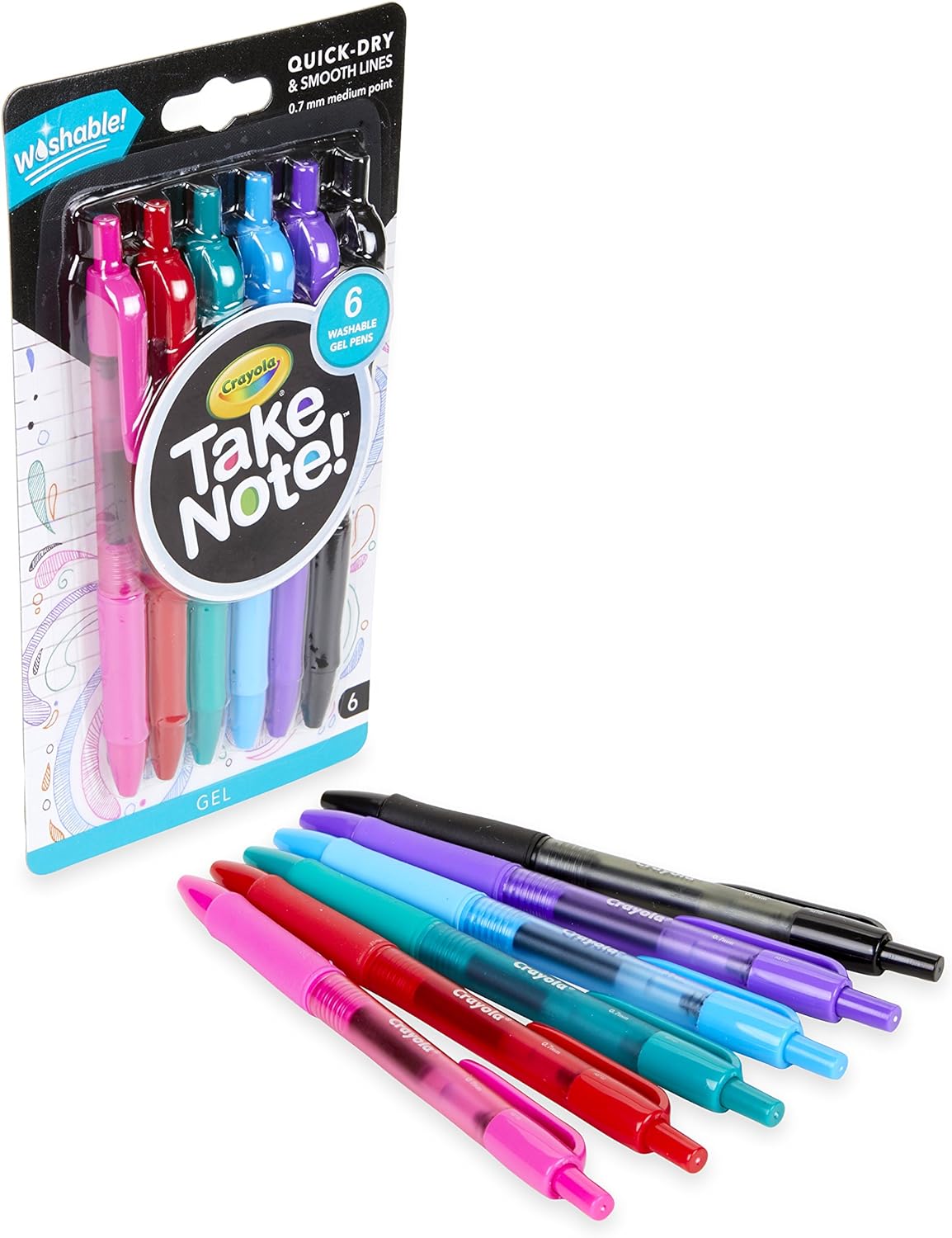 Crayola Take Note Washable Gel Pens - Pack of 6 - Laadlee