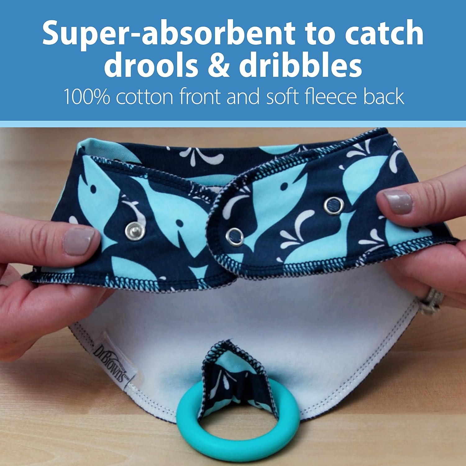 Dr. Brown's Bandana Bib With Teether - Anchors / Whales - Pack of 2 - Laadlee