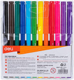 Deli Felt Pen 12 Colors Assorted EC10003