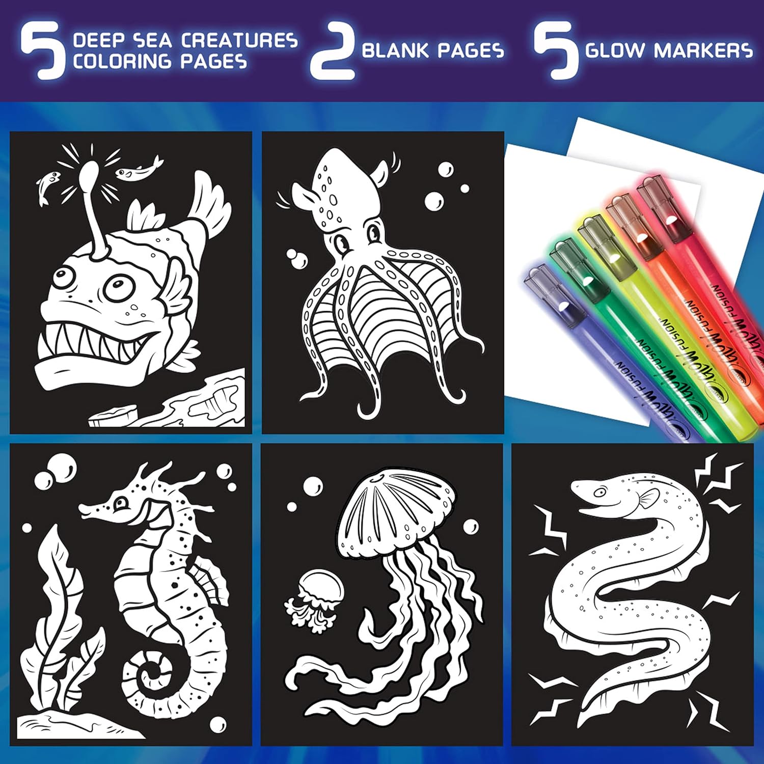 Crayola Deep Sea Creatures Glow Fusion Marker Coloring Set - Laadlee