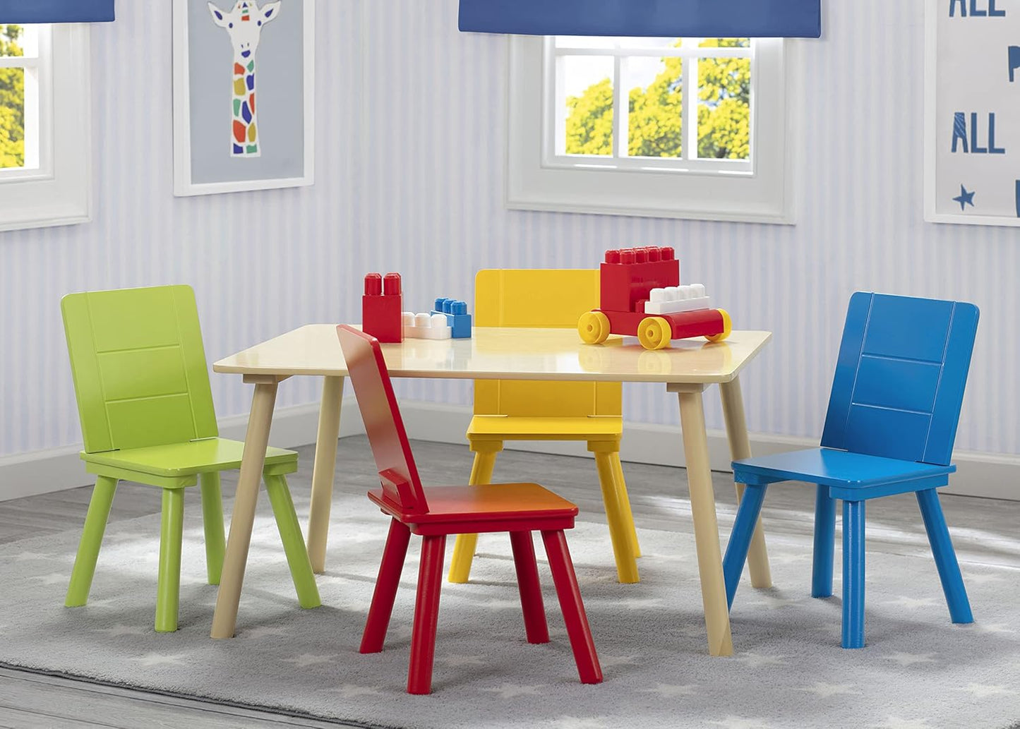 Delta Children Table And 4 Chair Set - Grey/Blue